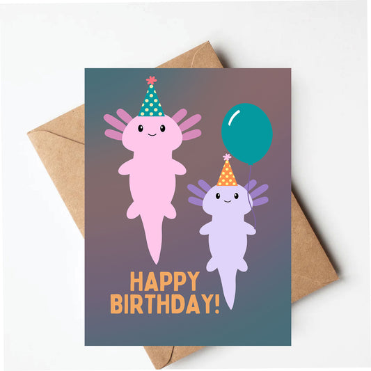 Axolotl birthday card