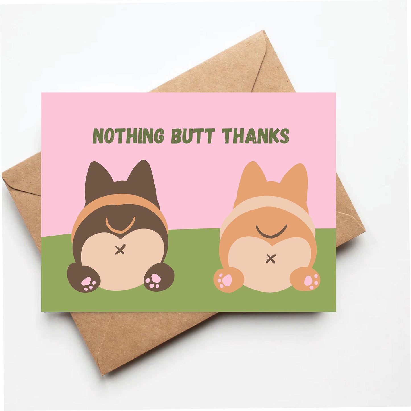 Corgi butt thank you card