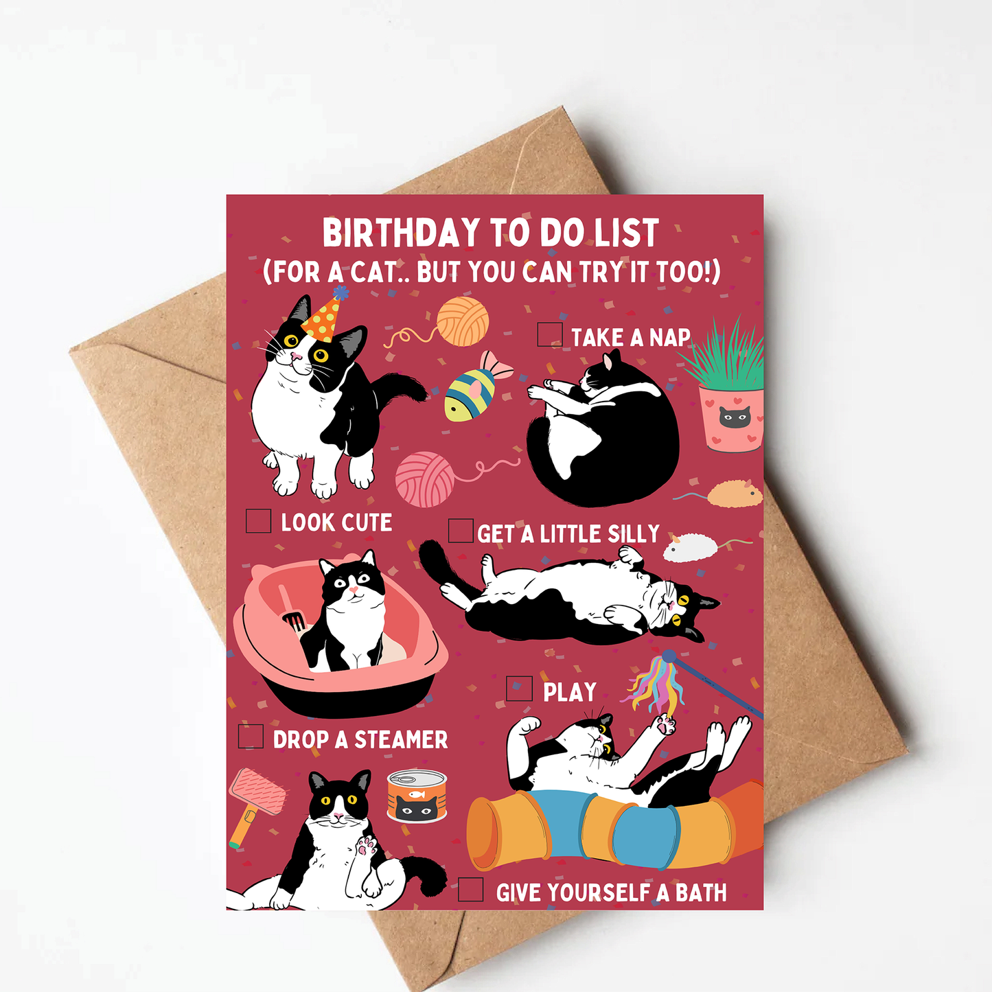 Tuxedo Cat Birthday Card