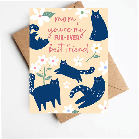 Blue Cat Mother's Day Card