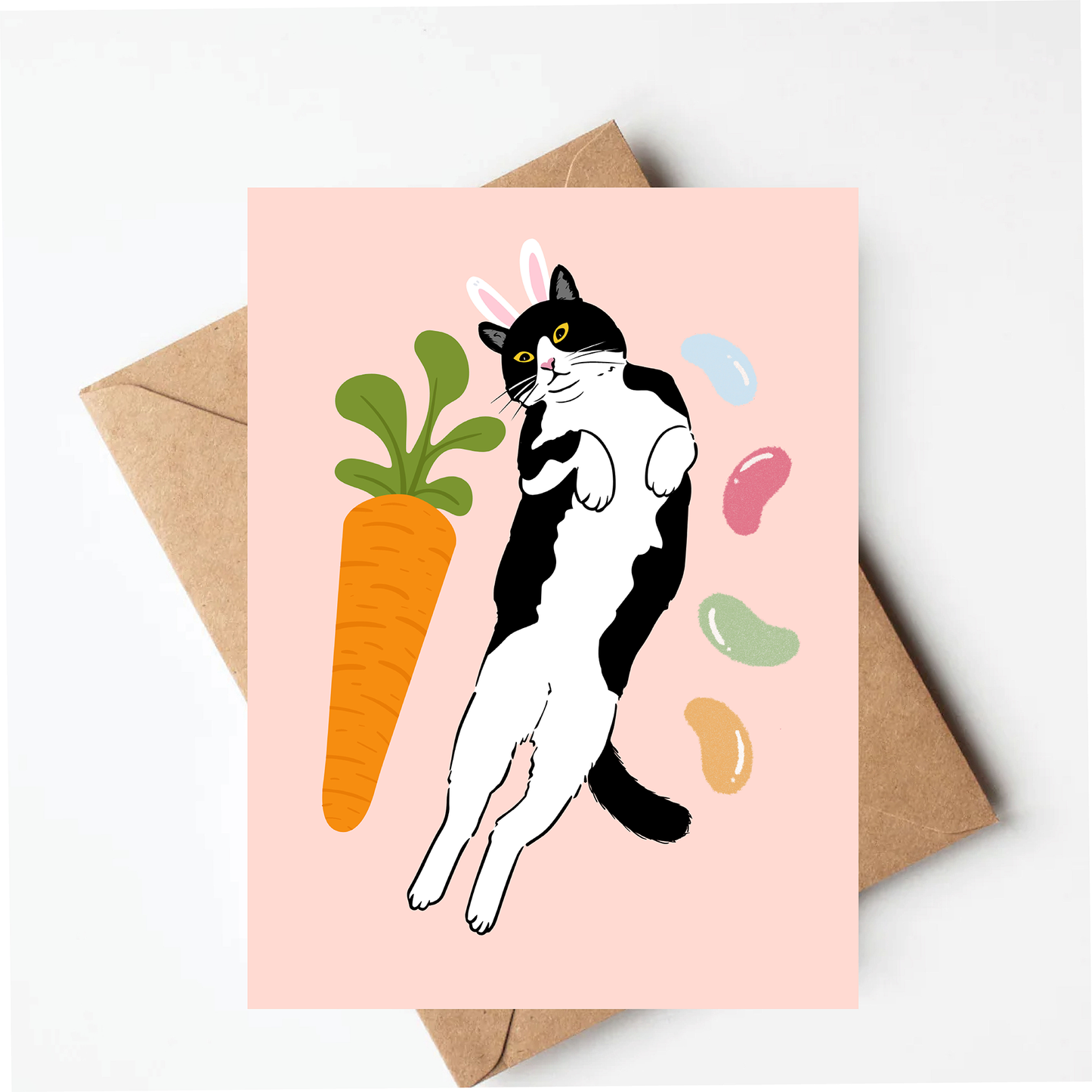 Tuxedo Cat Easter Card