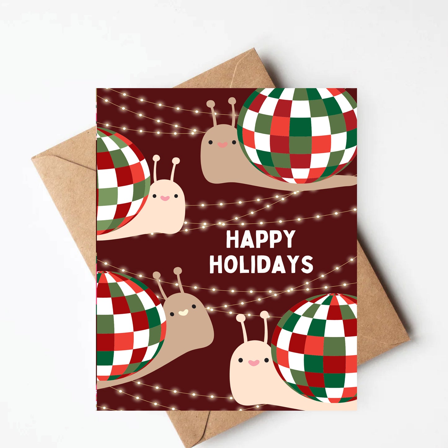 Disco Snail Christmas Card