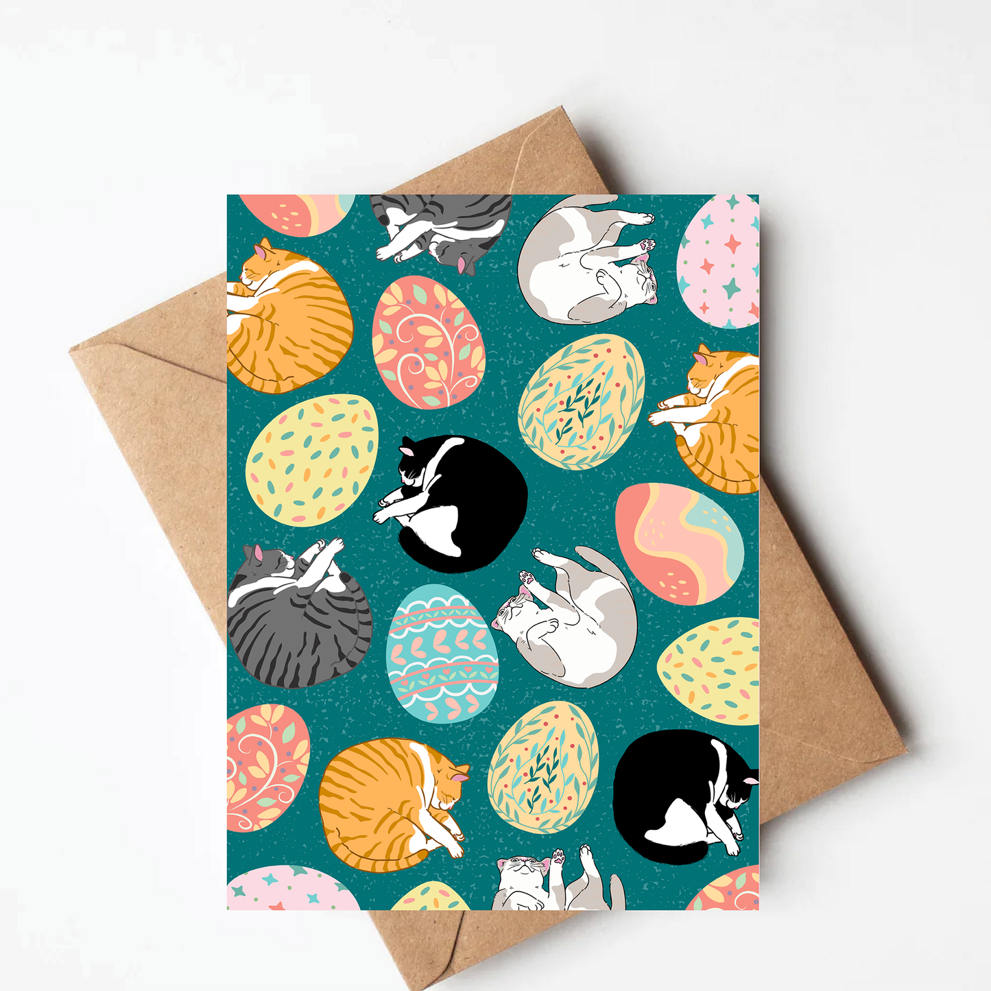 Cat Easter Egg Card- patterned