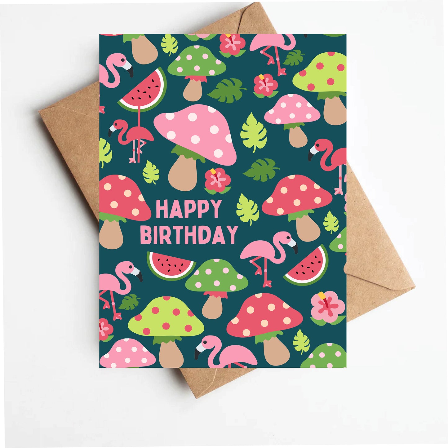 Summer mushroom birthday card