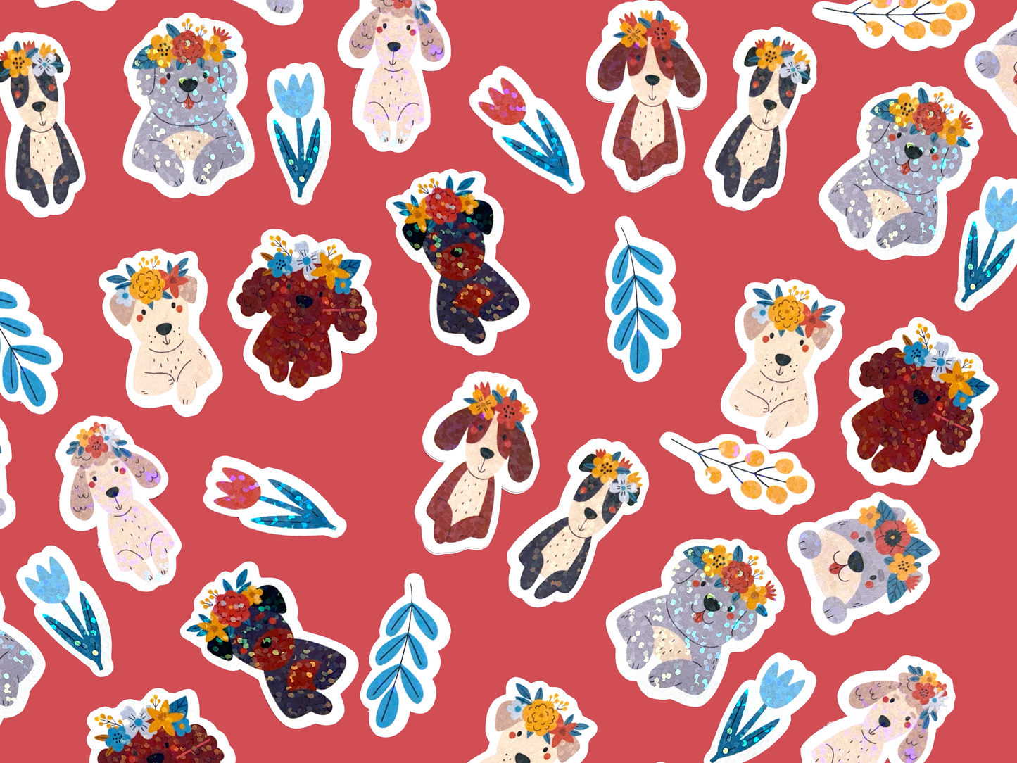 Mini Floral Dog Stickers