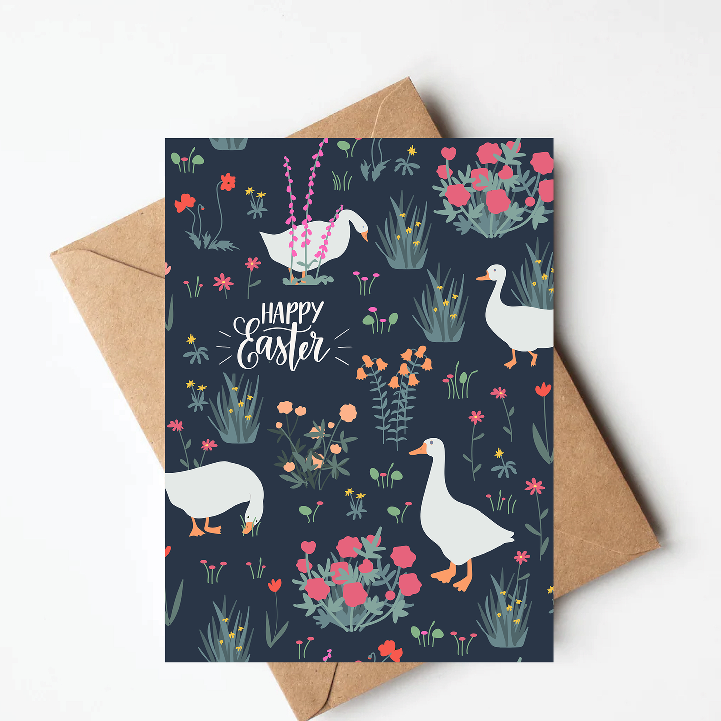 Floral Goose Easter Card