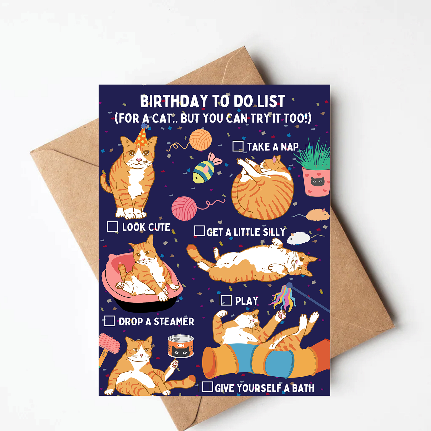Funny Orange Cat Birthday Card