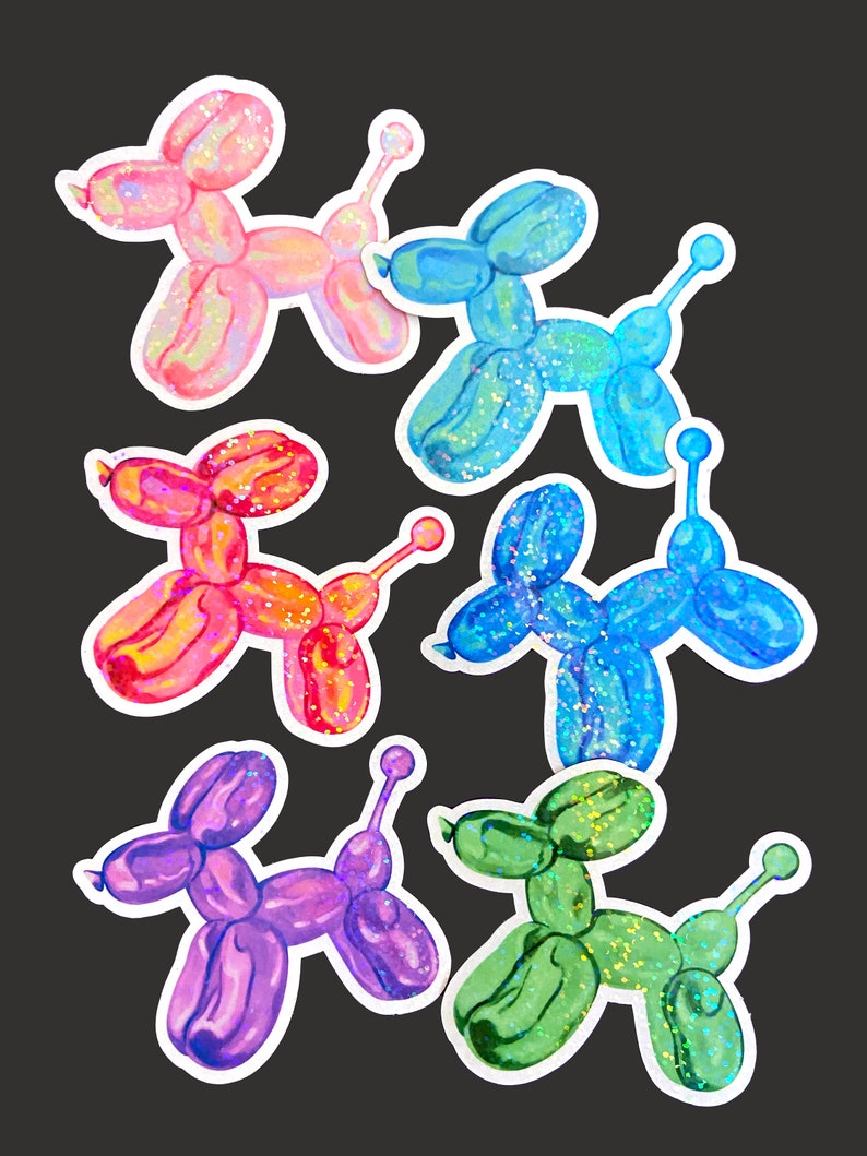 Set of 6 Balloon Dog Stickers