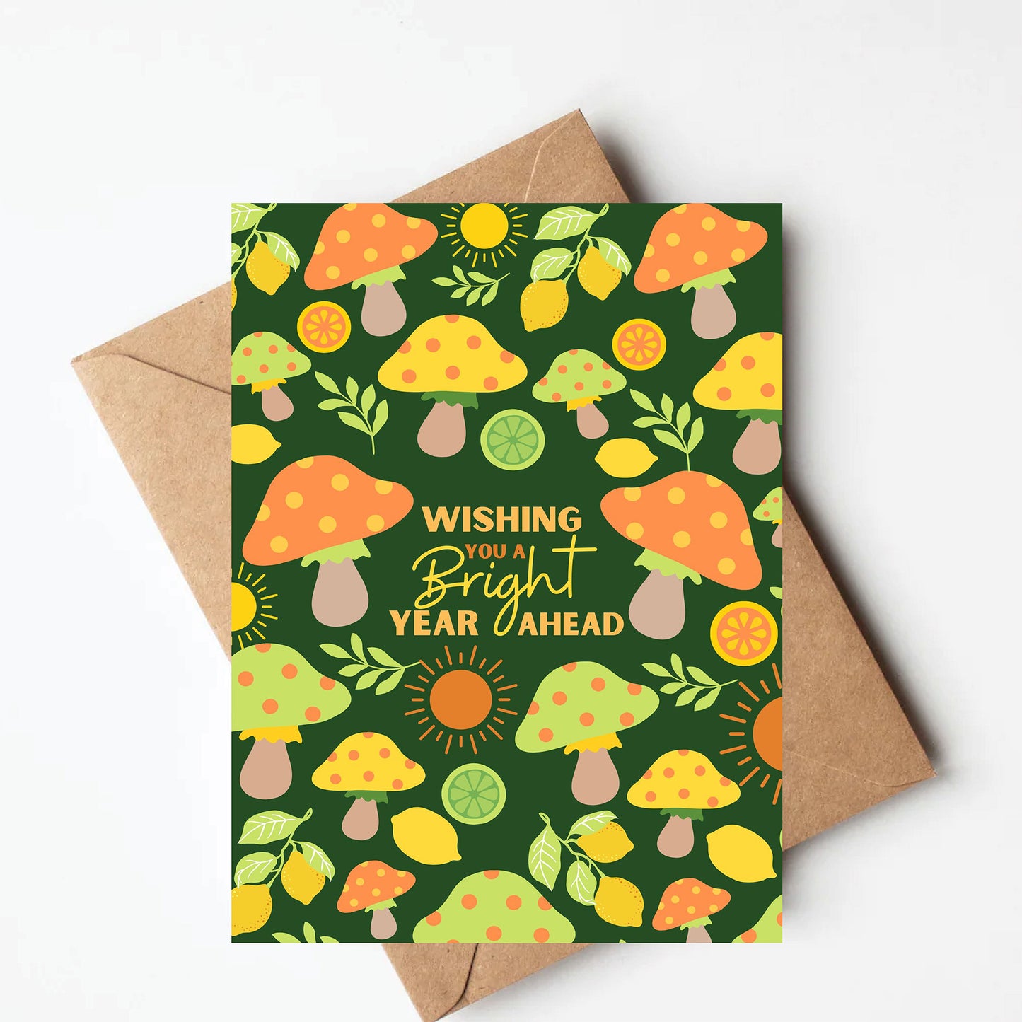 Lemon mushroom birthday card