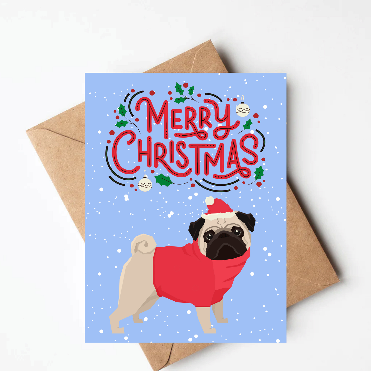 Pug Christmas Card