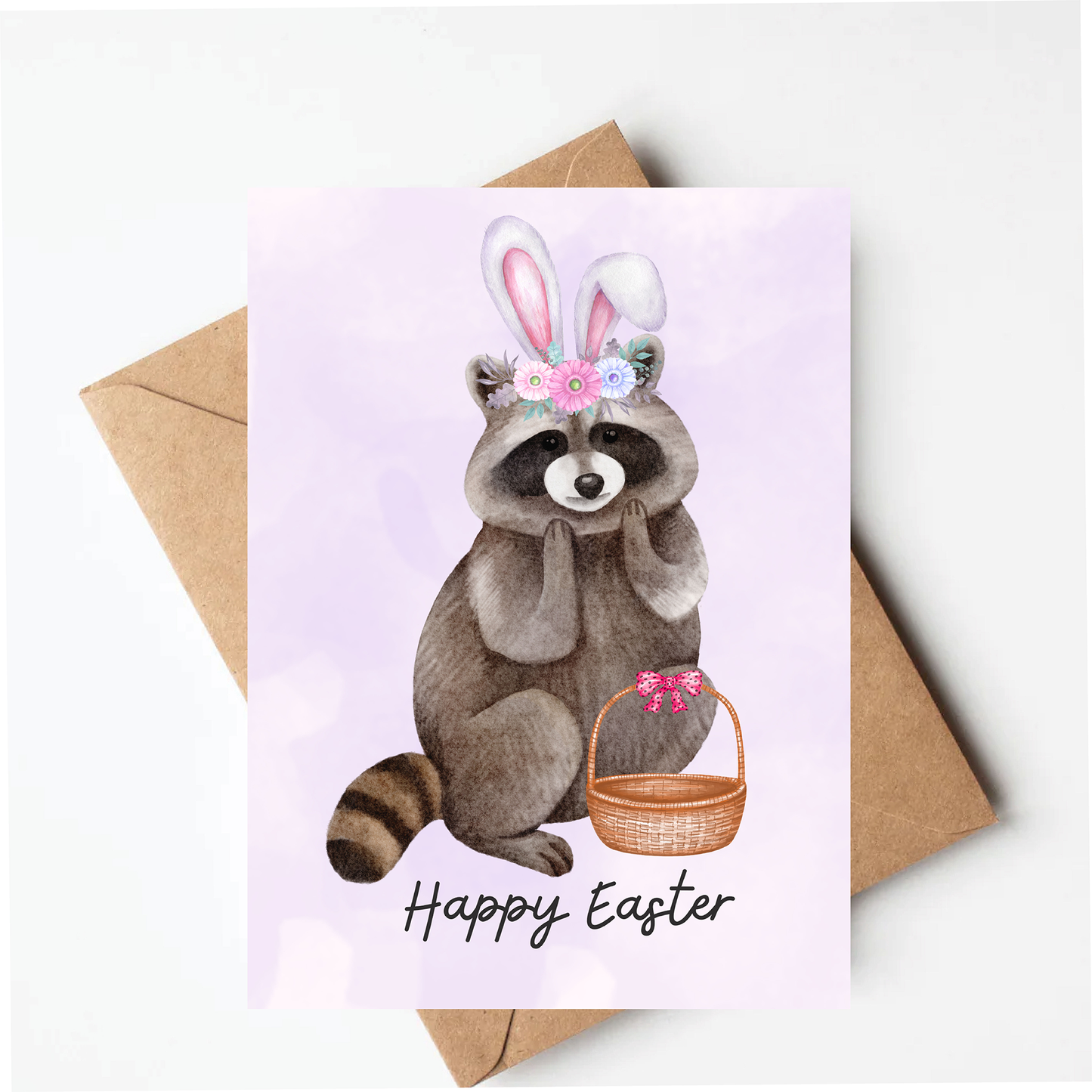 Raccoon Easter Card