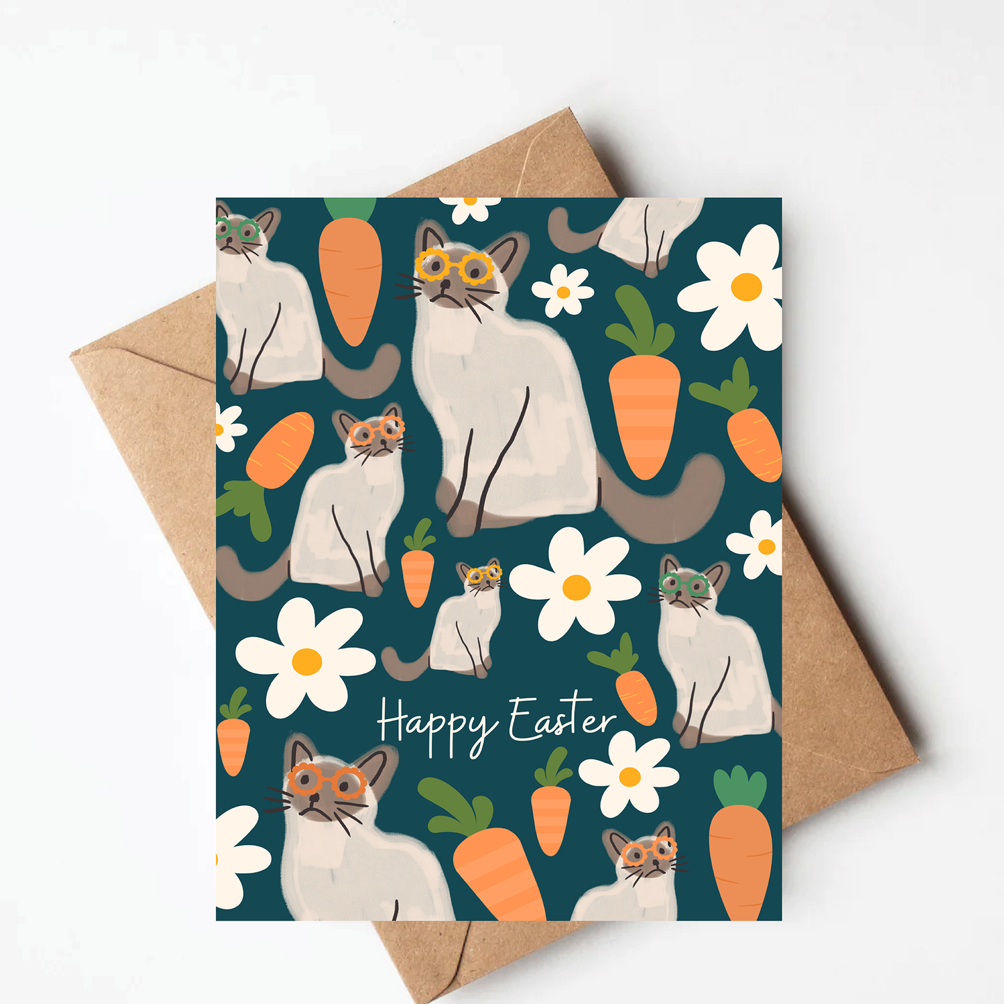 Siamese Cat Easter Card