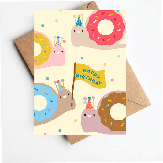 Donut snail birthday card