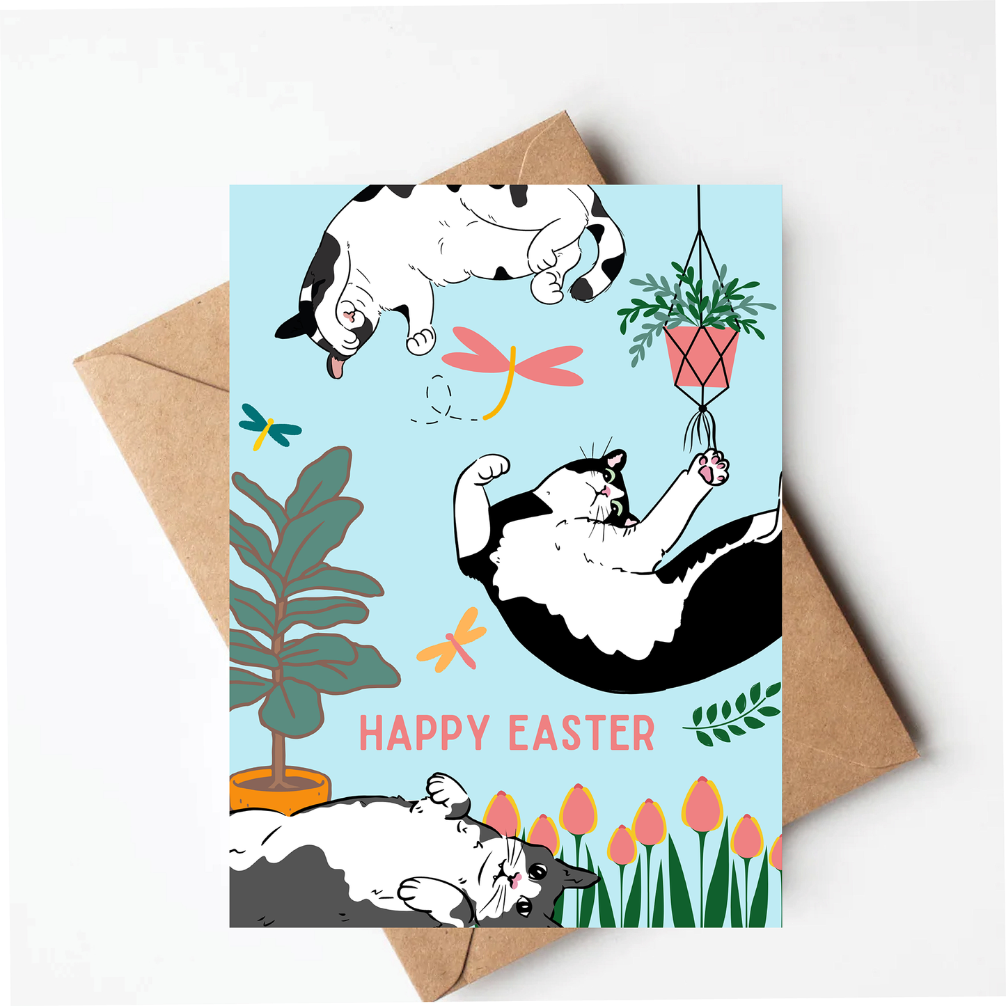 Tuxedo cat Easter Card
