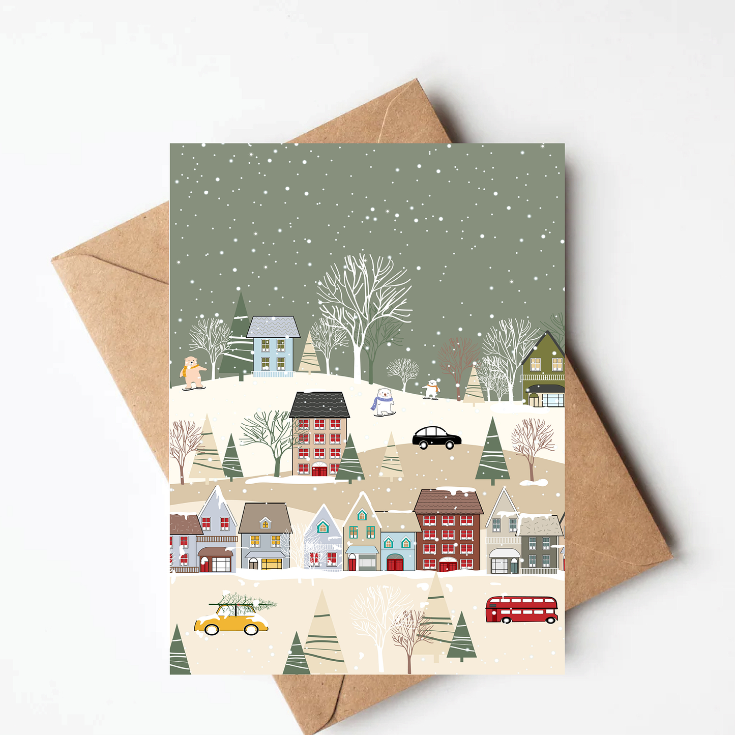 Snowy Village Christmas Card