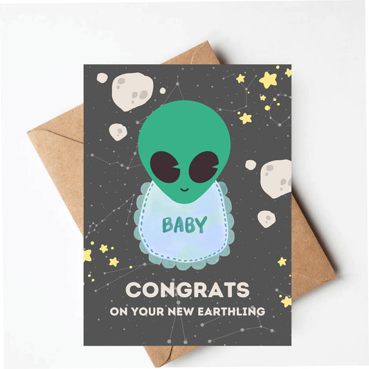 Alien new baby card