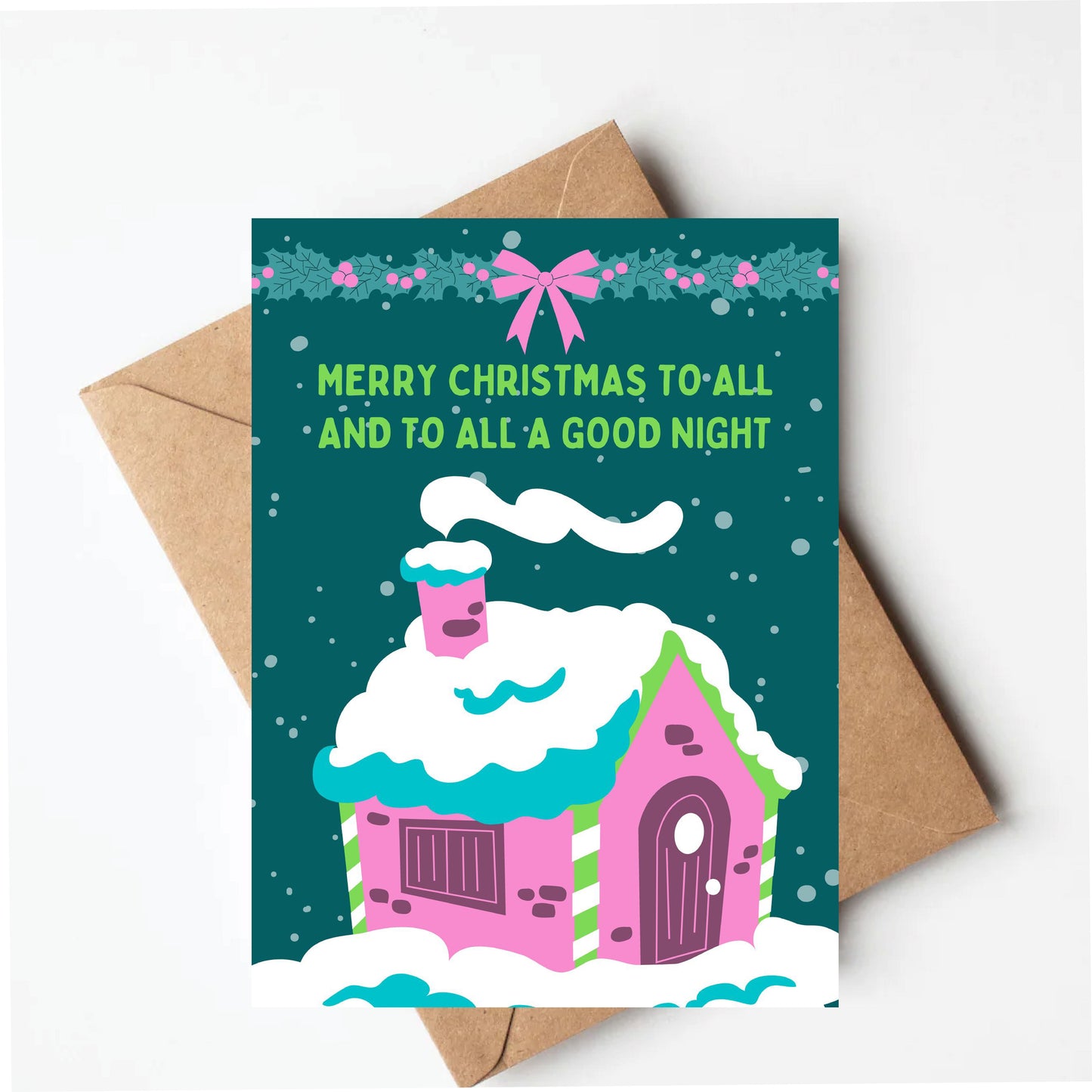 Pastel House Christmas Card