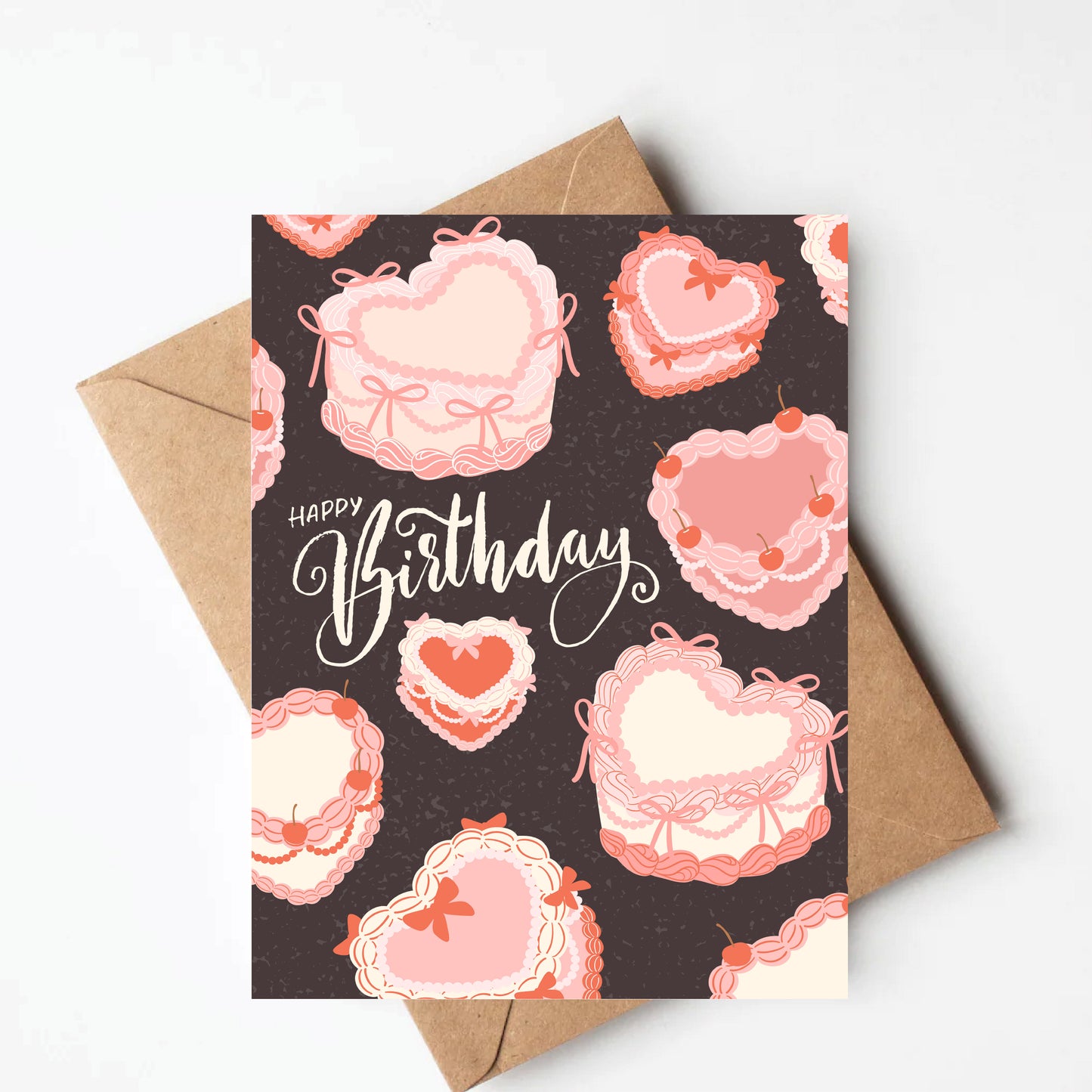 Pink Vintage Cake Birthday Card