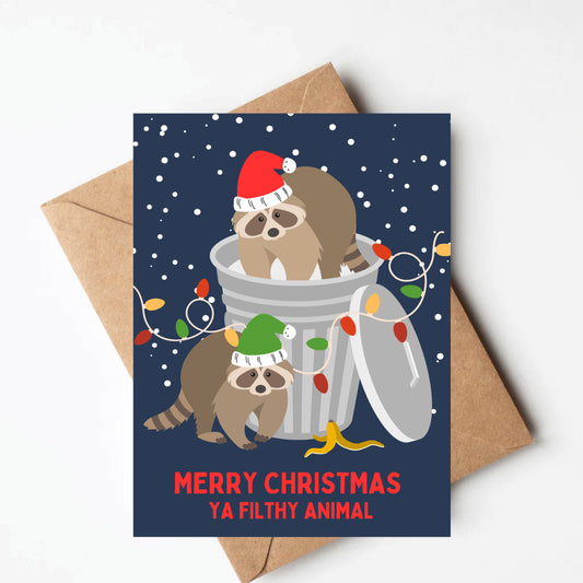 Raccoon Christmas Card