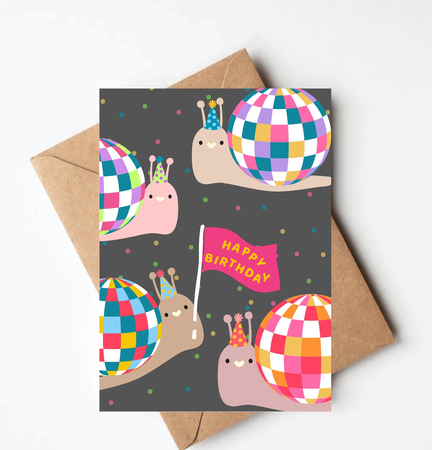 Disco Snail birthday card