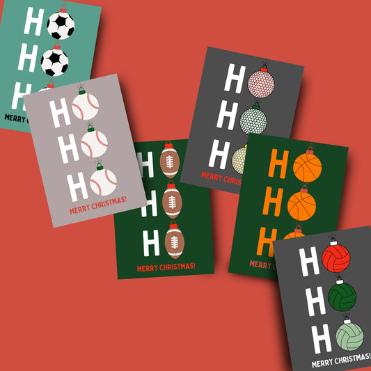 6 Pack- Sports Christmas Cards