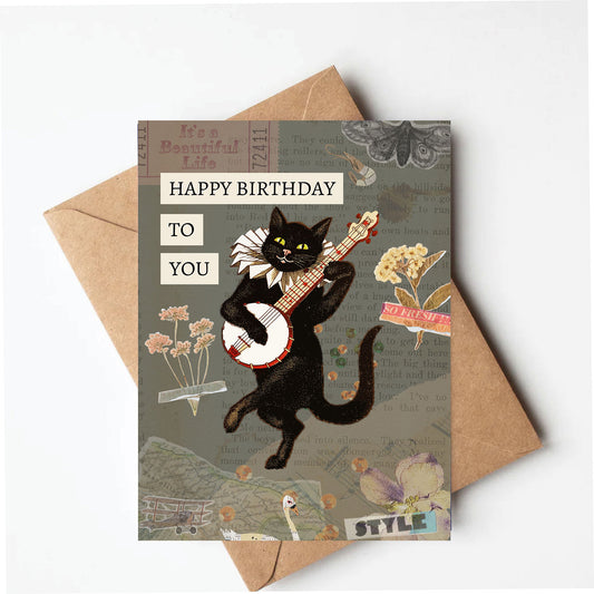 Vintage cat birthday card