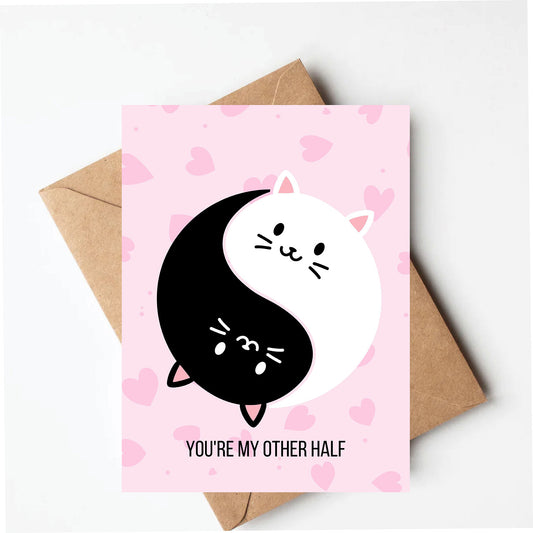 Ying yang cats love card