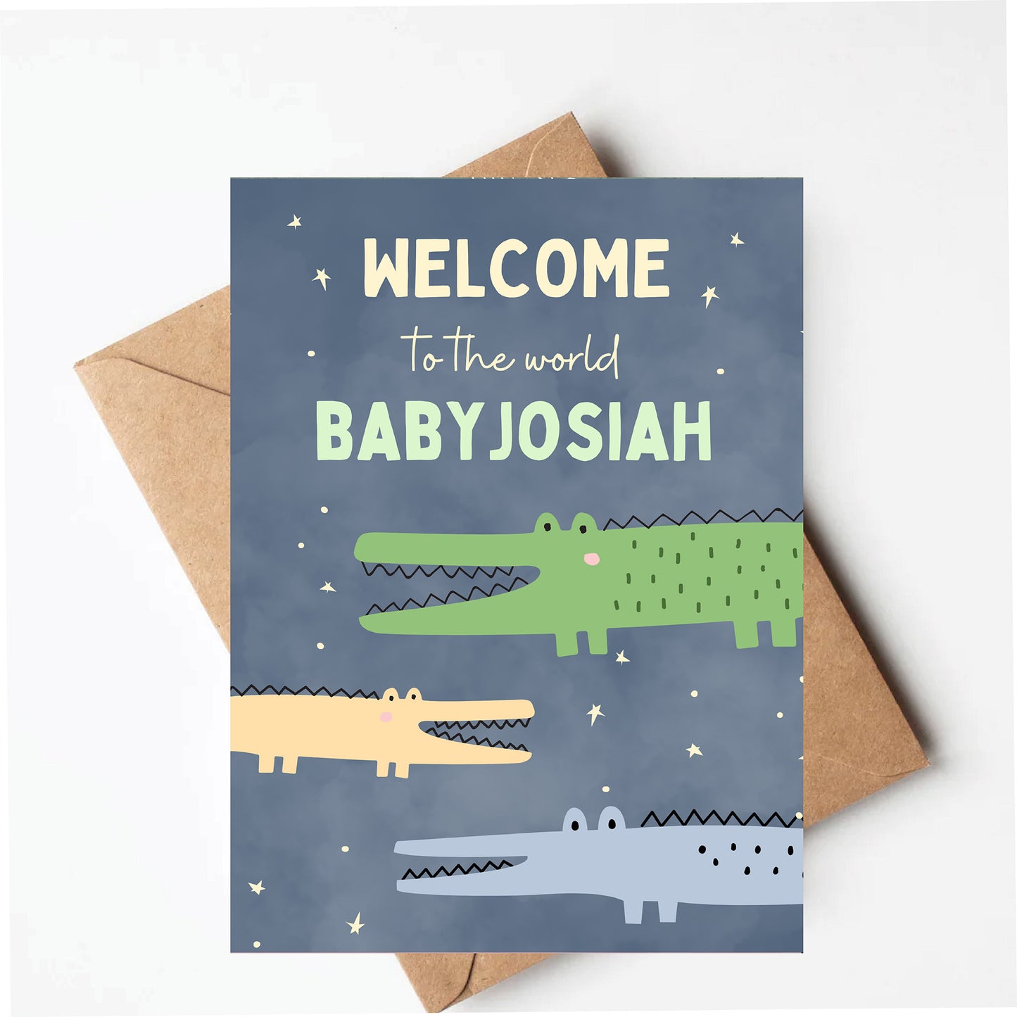 Personalized Alligator Baby Card