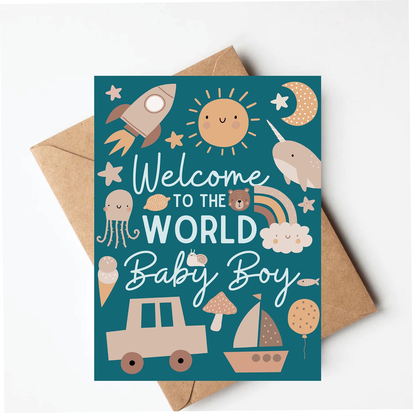 Boho baby boy card