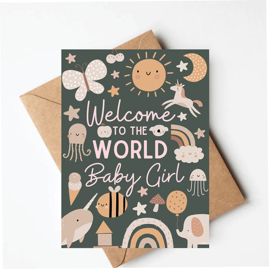 Boho baby girl card