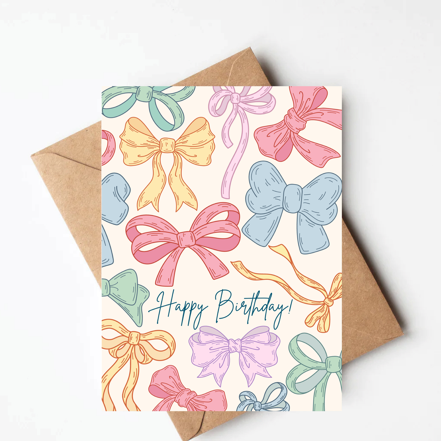 Pastel Bow Birthday Card