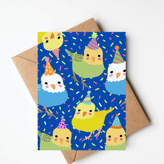 Budgie Birthday Card