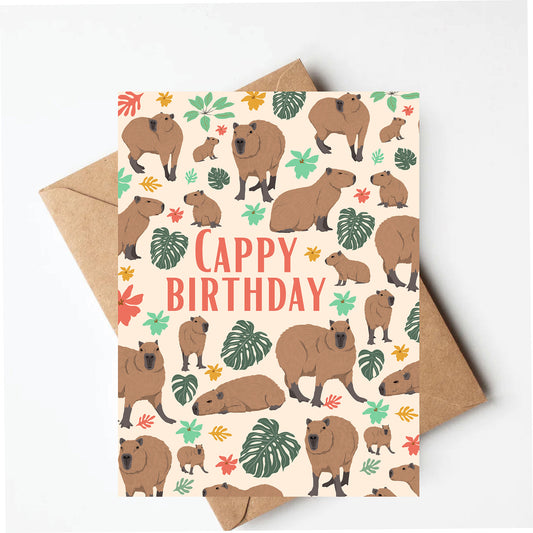 Capybara pattern birthday card
