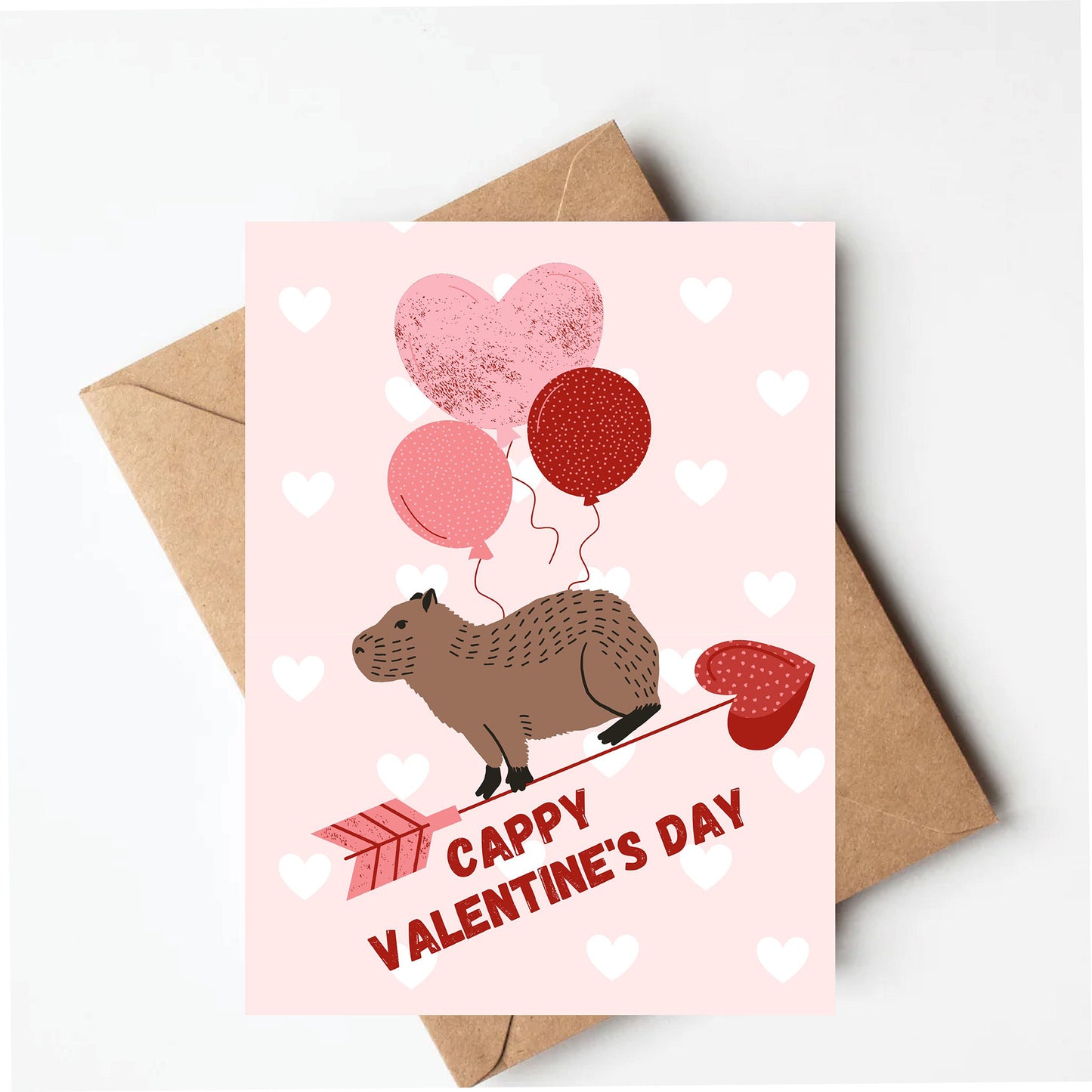 Capybara valentines day card
