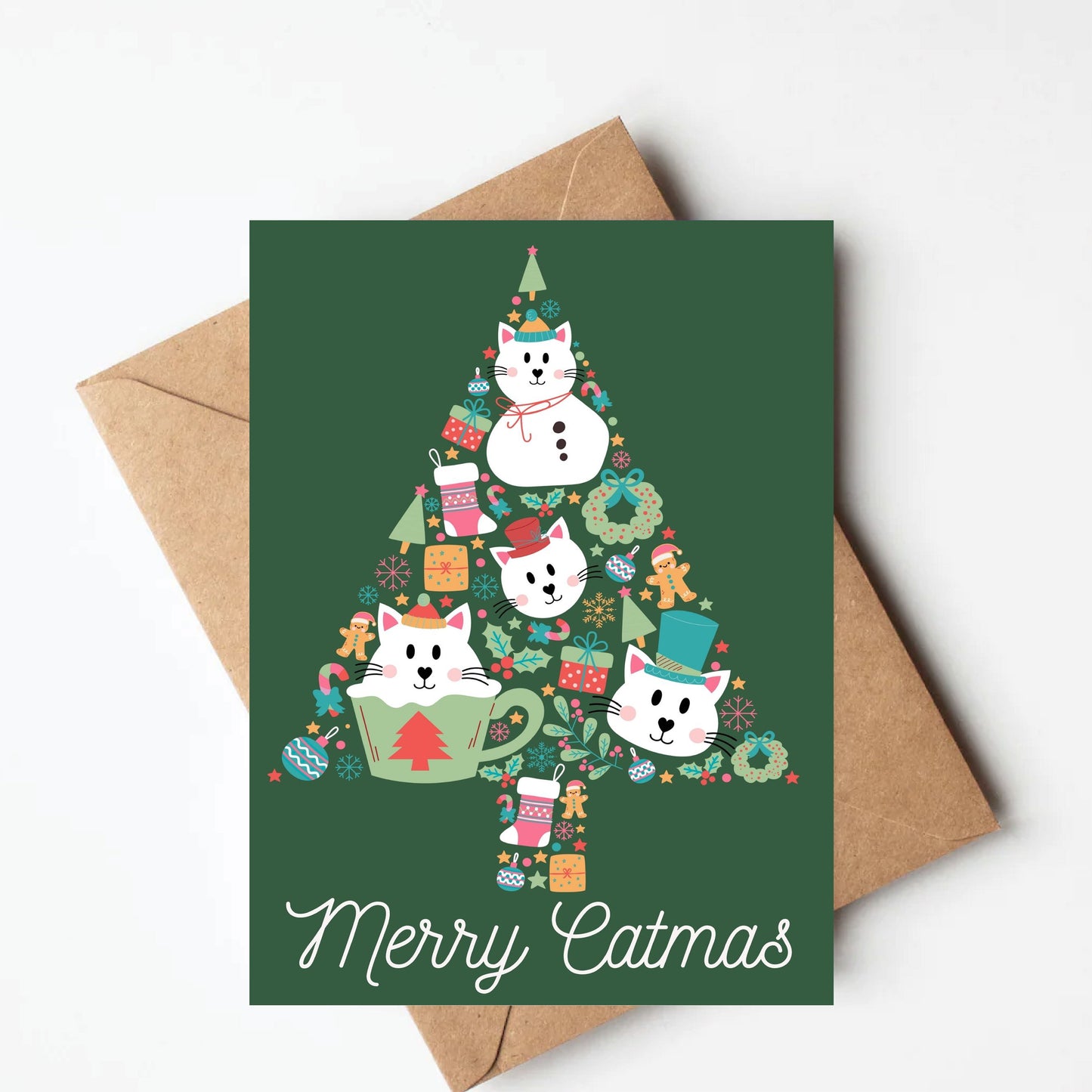 Cat Tree Christmas Card