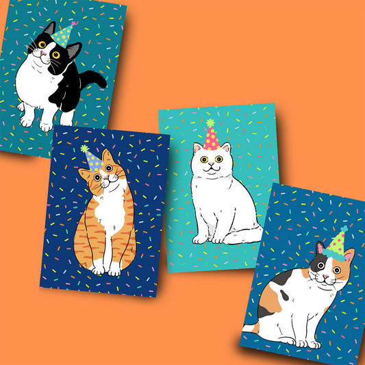 Cat Birthday Card Set