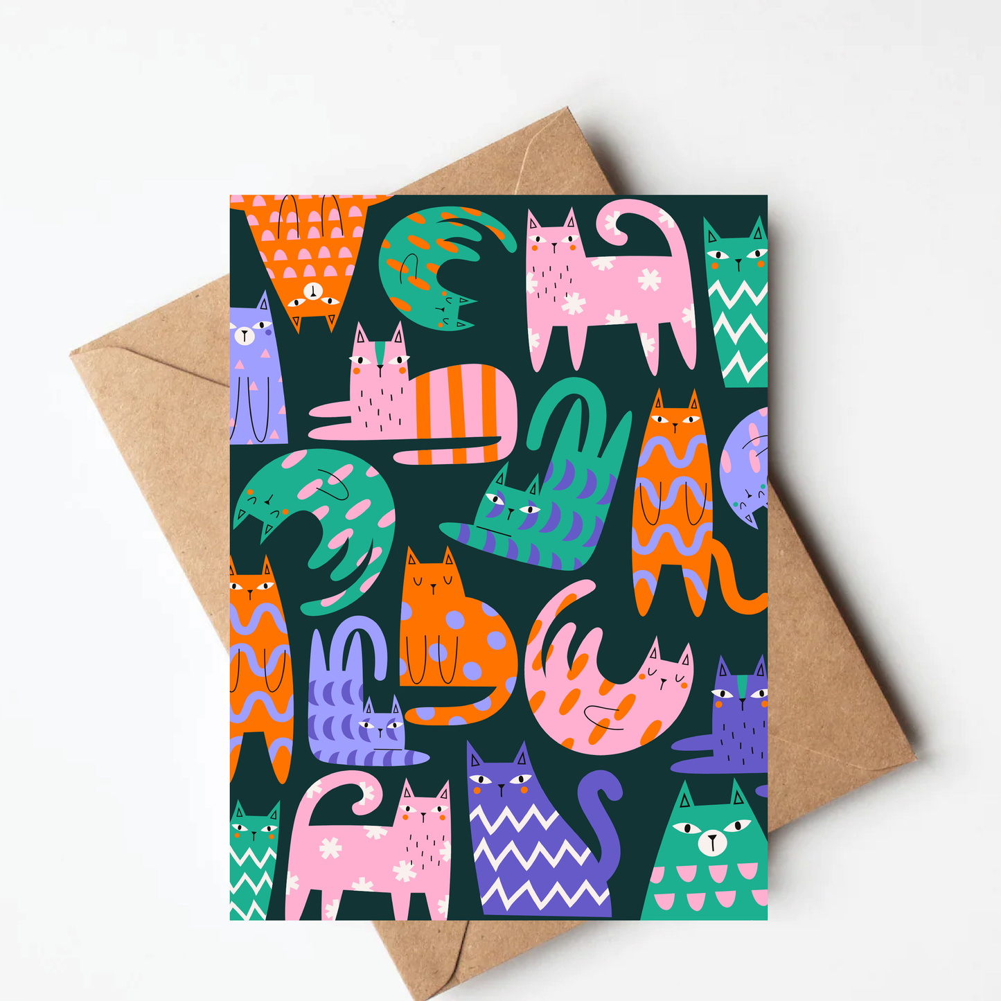 Colorful Cat Greeting Card