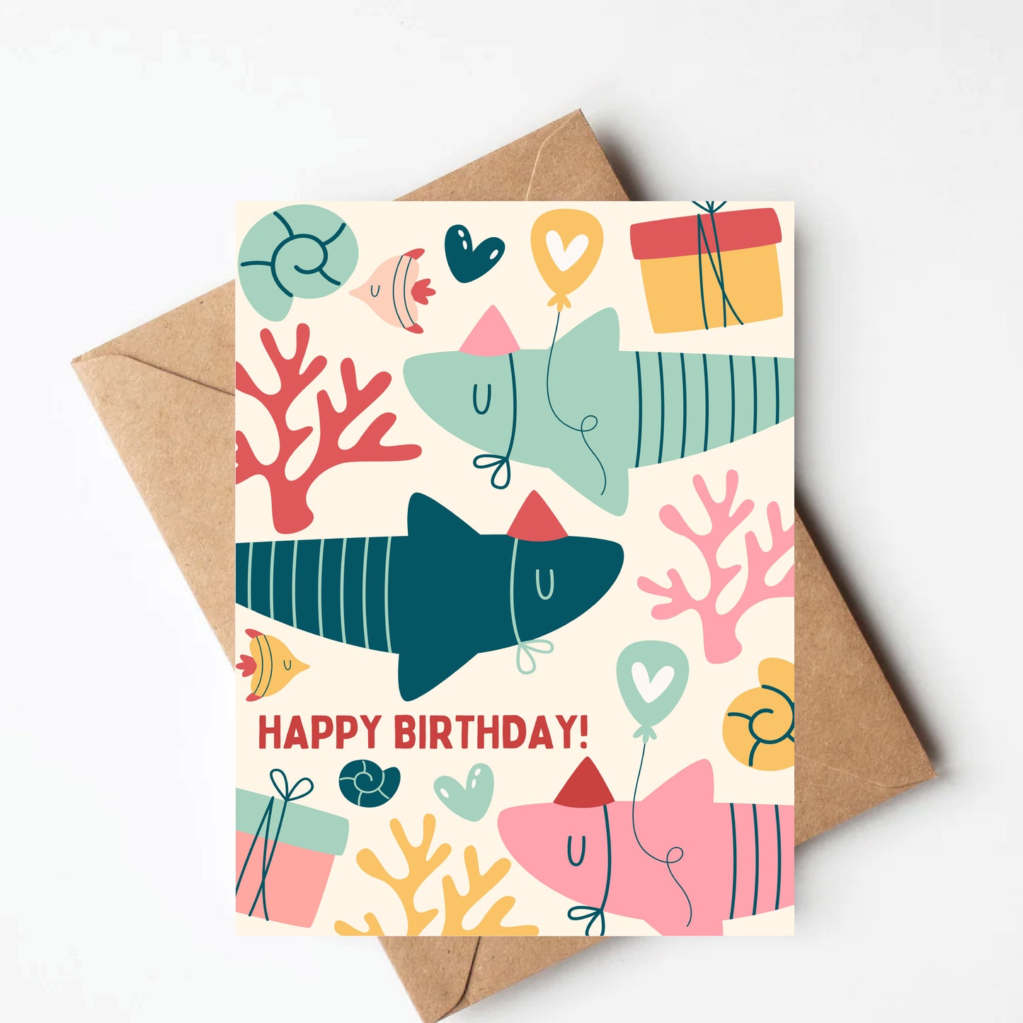 Pastel Shark Birthday Card