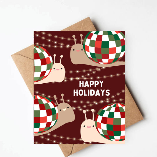 Disco Snail Christmas Card