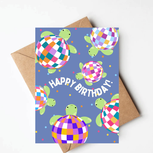 Disco Turtle Birthday Card