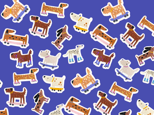 Mini Skating Dog Stickers