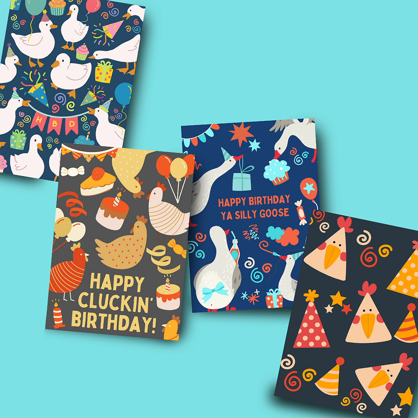 Chicken/Duck Birthday Card Set