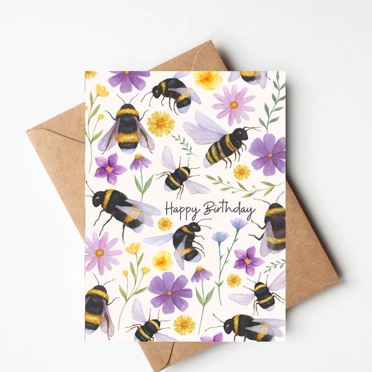 Floral Bee Birthday Card
