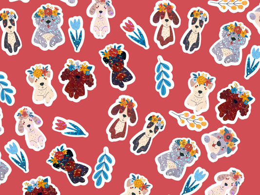 Mini Floral Dog Stickers