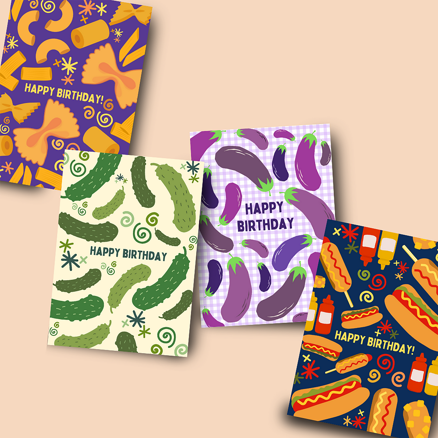 Food Birthday Card Set