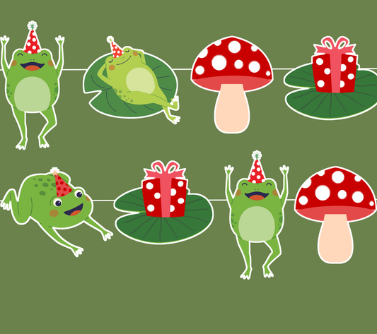 Frog & Mushroom Birthday Banner