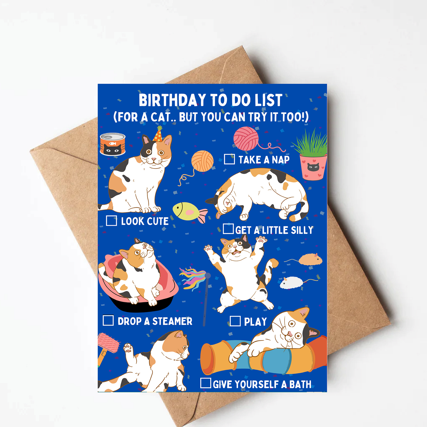 Funny Calico Cat Birthday Card