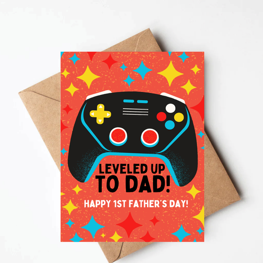 Leveled up to Dad Father's Day Card