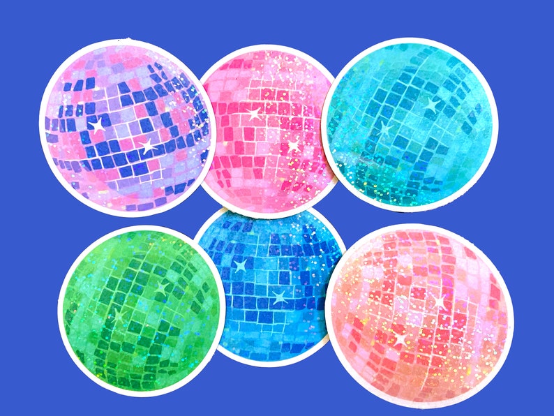 Set of 6 Disco Ball Stickers