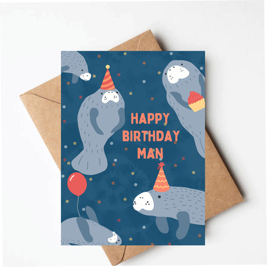 Manatee birthday card